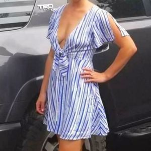 Blue and white striped Lulus skater dress